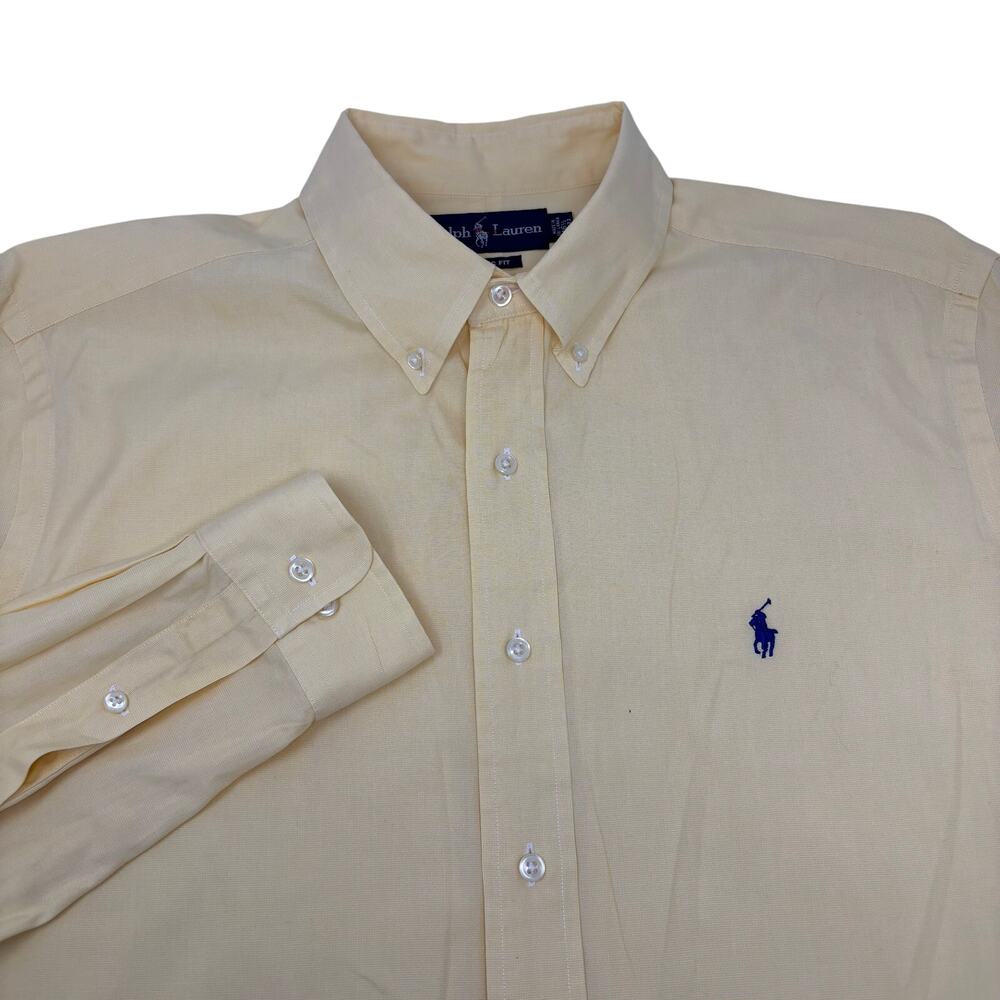 Ralph Lauren Mens 16 1/2 32-33 Large Solid Yellow Long Sleeve Button Down Shirt
